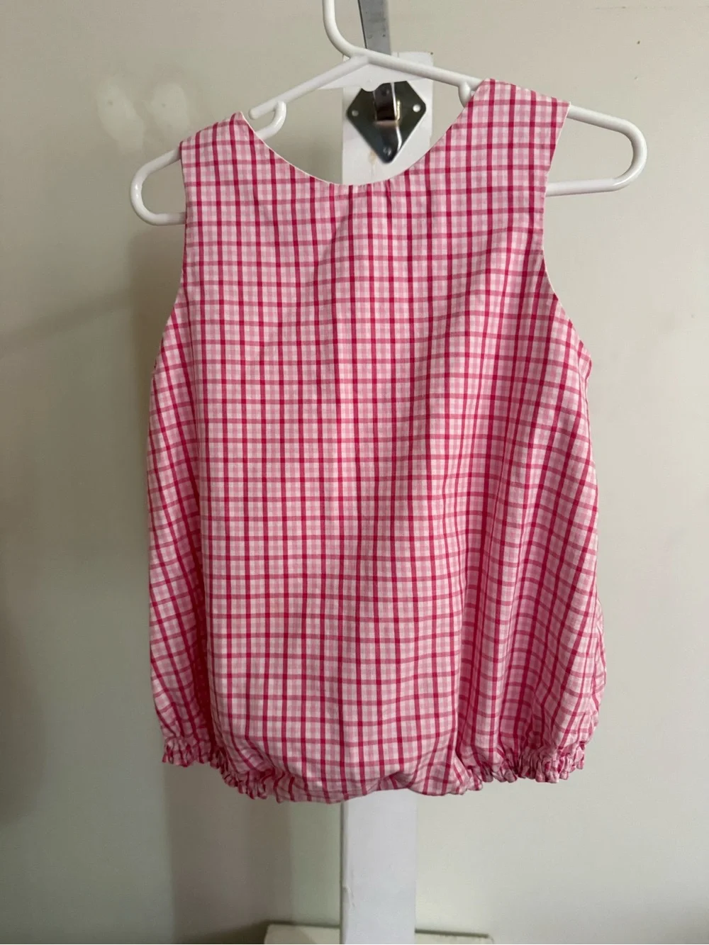 New Creations Pink Plaid Bubble Romper